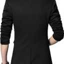 Men's Fit Casual One Button Blazer Jacket (Black, S)