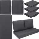 Wenqik 3 Pcs Waterproof Cushion Covers(Not Includes Cushion) 48'' x 24'' Outdoor Patio Furniture Seat Covers Fade Resistant Replacement Slipcover with Zipper for Outside Couch Swing Sofa(Dark Gray)