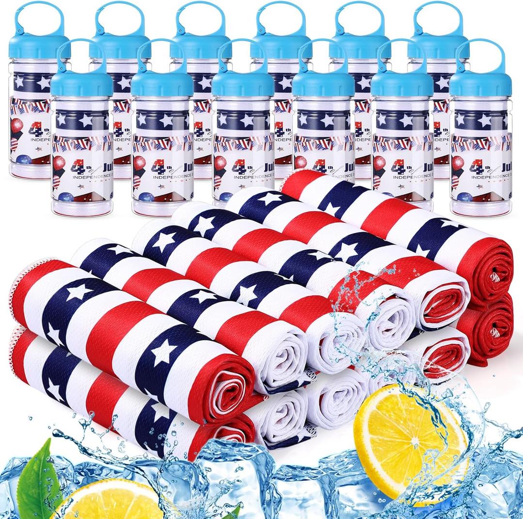 Hosuly 12 Pack 32 x 12 in Cooling Towels Bulk for Neck and Face Microfiber Ice Towel Sweat Towels Breathable Soft Chilly Towel Portable Cool Neck Rags for Sport Gym Workout