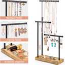 SRIWATANA Jewelry Organizer Stand, Extra Tall Necklace Holder Jewelry Holder, Gift Idea (Carbonized Black & Black)
