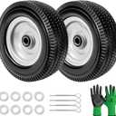 Parts Camp 10 inch wheel 4.10/3.50-4" Flat Free Tire and Wheel 10" Solid Tire for Gorilla Cart Hand Truck Garden Wagon Trolley Dolly tire replacement -5/8" Axle Bore Hole, 2 1/4"Offset Hub (2 Pack)