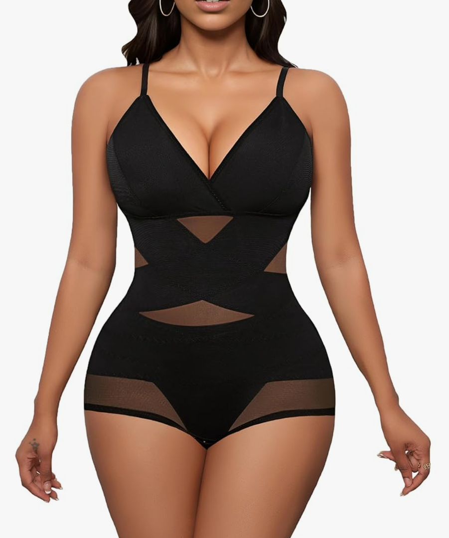 Avidlove Shapewear Bodysuit for Women Body Shaper Tummy Control Shapewear Plus Size Body Suits with Snap Crotch, M