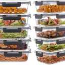 Wancilock 5 Pack 22 oz Glass Meal Prep Containers, Glass Food Storage Containers with Lids, Reusable Airtight Leakproof Lunch Bento Boxes Freezer, Microwave Oven and Dishwasher, Gray