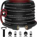 Flexible 1/4" Pressure Washer Hose 100FT,3600PSI Kink Resistant Power Washer Replacement Hose with Leak-Free M22-14mm&3/8" Quick Connect Kit,Used for Extension