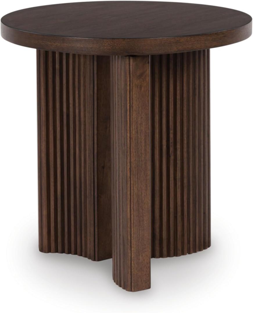 Signature Design by Ashley Korestone Contemporary End Table with Curved Legs, Dark Brown