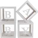 Sooyee Frame, Picture Frame - Boxes with Letters for Baby Shower, 11.8x11.8x11.8 inches, White, Set of 4