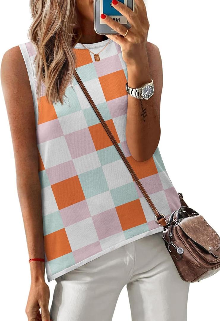 Zeagoo Womens Sleeveless Sweater Vest Crewneck Knit Loose Sweater Tank Tops Lightweight Shirts Blouses 2026 (S)