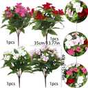 4 Pcs Artificial Impatiens Flowers for Outdoors Faux Impatiens Bushes Multicolor Silk Flowers Greenery Artificial Impatiens Bouquet for Patio Lawn Garden Pot Hanging Basket Porch Decoration