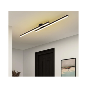 Modern Ceiling Light with Remote, 43.3" Black Sputnik Ceiling Lamp, 32W Dimmable LED Lighting Fixture for Dining Room Living Room Kitchen Island, 2 Lights