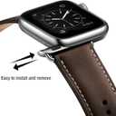 SUNFWR Leather Bands Compatible with Apple Watch Band 42mm(Series 3 2 1) 44mm 45mm 46mm 49mm for Men Women, Top Grain Genuine Leather Replacement Strap for iWatch Ultra 3 2 1, SE3 2 1, Series 11 10 9 8 7 6 5 4 3 2 1 (Coffee/Silver)