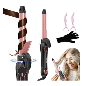 Rotating Curling Iron 1 Inch - Automatic Curling Iron for All Hair Type, Fast & Effortless Auto Curling Wand with Fast Heating LCD Display 250°F-450°F for Lasting Beach Waves