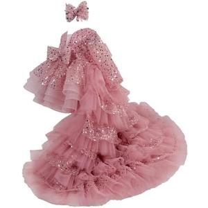 bluqulo Girls' Dresses Flying Sleeve Puffy Princess Dresses Flower Girl Wedding Birthday Party Dresses. Size 80
