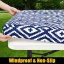 Smiry Rectangle Table Cloth Cover, Waterproof Elastic Fitted Picnic Tablecloth for 5 Foot Tables, Wipeable Flannel Backed Vinyl Tablecloths for Camping, Dining, Outdoor (Navy, 30" x 60")