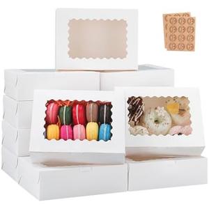 KGVZPT 50pcs 12x8x2.5 Inch Cookie Boxes with Window White Bakery Boxes Pastry Boxes,Treat Boxes Strawberry Boxes for Chocolate Covered Strawberries,Muffins