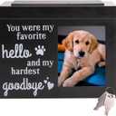pet urns for Dogs,Pet Memorial Box with Photo Frame  Wooden Pet Urn for Dogs & Cats, Keepsake Memory Box, Black