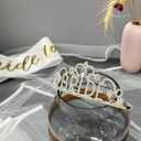 JETKONG 3 Pcs Bachelorette Party Decorations BRIDE Crown, Bride to Be Sash&Veil for Women Bachelorette Party Gifts, Bridal Shower Supplies, Gifts, Favors (Silver)