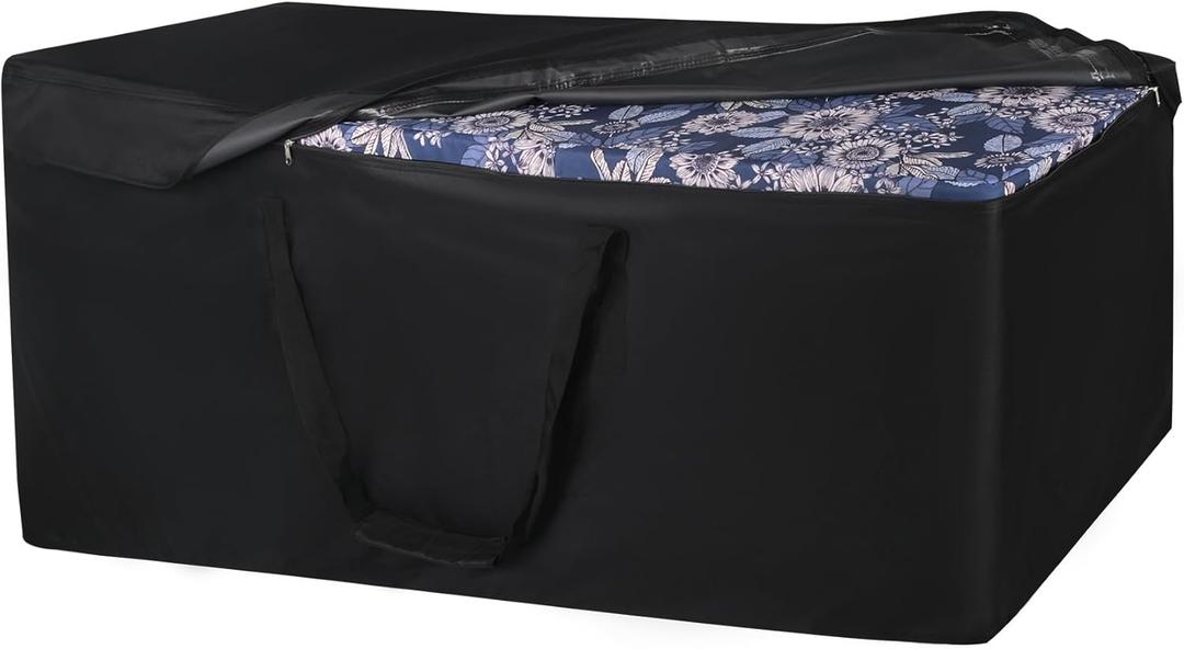 NettyPro Outdoor Cushion Storage Bags Water-Resistant for Patio Furniture Storage Cushion Christmas Tree Bag 7.5 Ft with Zipper and Handle, 50 x 15 x 25 Inch, Black