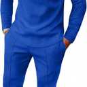 Bealin Mens Track Suits 2 Piece Long Sleeve Zip Polo Shirts & Sweatpants Textured Athletic Sweatsuit Casual Joggers Sets (Large, Blue)
