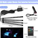 KVAEY Car LED Interior Lights, Vehicle RGB 48 LED Multicolor Strip Light with Remote Control, Universal Under Dash Lighting Kit with Sound Active Function, Car Accessories (Cigarette Lighter+Remote)