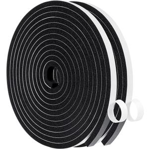 MAGZO Weather Stripping Door Seal, 3/8 Inch Wide X 1/4 Inch Thick Adhesive Foam Tape Soundproof Weatherstripping for Windows, 2 Rolls Total 26FT Black