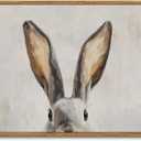 InSimSea Framed Canvas Wall Art Funny Bunny Wall Decor Vintage Rabbit Ears Pictures Artwork Rustic Animals Oil Paintings Aesthetic Home Decorations for Kids Room Living Room Bedroom 12x16In
