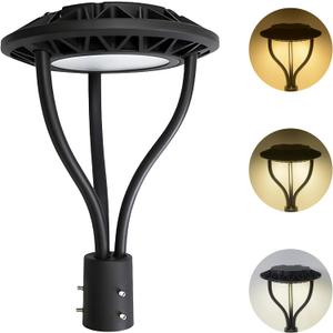 LED Post Top Pole Light with Dusk to Dawn Photocell, 20W/30W/40W/60W Wattage Selectable, 3000K/4000K/5000K CCT Tunable, LED Garden Area Lights for Pathway IP65 Waterproof