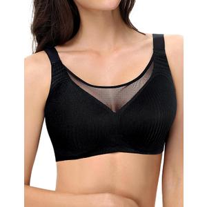 YBCG Wireless Bra Comfortable Seamless Lightly Padded Supportive Full Coverage Everyday Bras for Women (X-Large, Black)