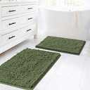 H.VERSAILTEX Non Slip Thick Shaggy Chenille Bathroom Rugs, Bath Mats for Bathroom Extra Soft and Absorbent - Bath Rugs Set for Indoor/Kitchen (Set of 2-20" x 32"/17" x 24") Loden