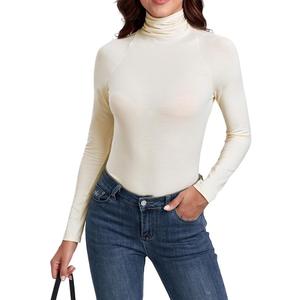 Women's Long Sleeve Casual Lightweight Turtleneck Top Slim Fit Thermal Active Layer Shirts Small
