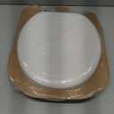 Mayfair Padded Toilet Seat with Chrome Hinges, Soft Vinyl over Wood Core Seat, Made in USA, Round, White