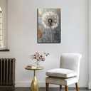 Dandelion Canvas Wall Art Rustic Grey Background Farmhouse Decor Modern Abstract Floral Artwork for Kitchen Baby Nursery Spa Bathroom Serenity Wall Decor (Dandelion, 16x24 inch, Wrapped Canvas)