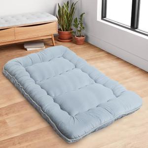 Natsukage Floor Mattress Thicken Sleeping Mattress for Floor Futon Mattress for Adults Foldable Mattress Floor Guest Bed Camping Mattress Full Size (A-GE11010-NAT-USAM022) (Grey Mattress & Brown Cover)