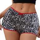 SOLY HUX Women's Y2k Lace Trim Leopard Shorts Drop Waist Skinny Mini Shorts Party Clubwear (Black, S)