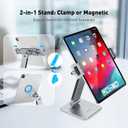 AboveTEK 2-in-1 Phone & iPad Stand, Magnetic iPad Stand with Clamp, Aluminum Tablet Holder for Desk, 360 Rotation, Suction Base, Professional for Office, Fit for Phones & 9.713" Tablets, Gift for Him, Gray