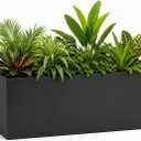 36" Large Rectangular Metal Planter Box for Outdoor Plants, Modern Black, 36" 12" 16"