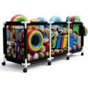 365 Gallon 103" Pool Storage Bin XXXL Extra Large Swimming Pool Float Storage Bin, Pool Noodles Holder, Toys, Floats and Balls Mesh Rolling Storage Organizer Bin, 103" Lx32 Wx35 H (Black)