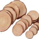 Natural Wood Slices, Tiberham 21 Pcs 1.2-3.9 Inches Unfinished Wooden Circles Round Rustic Wood with Bark, Solid Log Discs Craft Wood Kit for Arts DIY Crafts Christmas Home Decorations