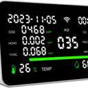 11-in-1 Air Quality Monitor, Indoor CO2/VOC/AQI/PM2.5/Thermometer/Humidity Monitor, Portable Smart Air Quality Meters, Air Quality Tester for Home Office Outdoor, Battery Powered (White)