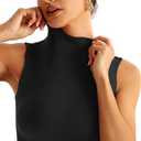 EasyGala Women Sleeveless Mock Turtle Neck Tops Double Lined Fitted Tank Tops Basic T Shirts 2026 (Black, XL)