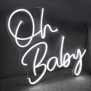 Oh Baby Neon Sign Large 21.5" x 20" for Backdrop Light Up Sign Baby Shower Decor Bedroom Wall Gender Reveal Birthday Party Decorations