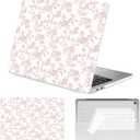 Seorsok Compatible with MacBook Air 13 Inch Case 2022 2021 2020-2018 Release A1932 A2179 M1 A2337 Touch ID,Elegant Sage Pink Flower Plastic Hard Shell Case with Keyboard Cover,Blooming Floral