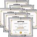 Hoikwo 8.5x11 Picture Frames, 6 Packs Silver Glass Certificate Frames for Document Diploma Award, Bling Picture Frames Only for Tabletop Display Vertically or Horizontally