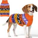 KYEESE Halloween Dog Sweater for Medium Sized Dogs Cute Pumpkin and Ghost Pattern Knitwear with Leash Hole Extra Warm and Soft Turtleneck Dog Apparel Cozy Holiday Pet Sweater, XX-Large