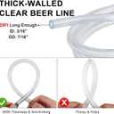 25 Feet - Hgkeke Kegerator Beer Line 3/16 Beer Line Vinyl Tubing Keg Beer Line Replacement Kit Kegerator Tubing with 6 Pcs Beer Line Clamps, Keg Hose for D Coupler, Draft Beer Tower Beer Dispensing