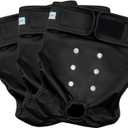 Paw Legend Reusable Female Dog Diapers(3 Pack, Black, Medium)