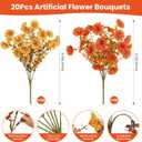 2 x Alupssuc 20 Bundles Artificial Fall Flowers for Outdoors Decoration, UV Resistant Silk Colorful Morning Glory Realistic Faux Flowers Plants for Planter Porch Patio Yard Balcony, Fall Yellow&Orange