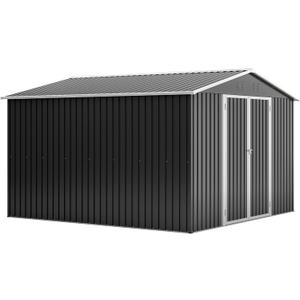 10 x 10 FT Outdoor Storage Shed,Heavy Duty Tool Sheds Metal Storage Garden Shed with Sloped Roof and Lockable Doors,Large Metal Storage Sheds for Backyard Patio Lawn, Black