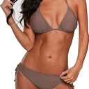 Century Star Women Cute String Triangle Bikini Sets - Swimsuits Two-Piece Tie Side Adjustable Ties Halter Bathing Suit (Brown, XS)