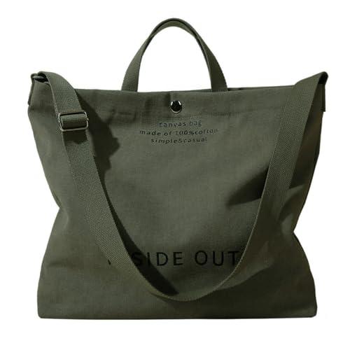 Huwzder Women Large Canvas Tote Handbags Casual Shoulder Work Bag Crossbody Top Handle Bag Cross-body Handbags (Green)