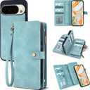 TwoHead for Google Pixel 10/10 Pro Wallet Case with Card Holder & Detachable Magnetic Pixel 10/10 Pro Case, PU Leather All-Round Protective Phone Cover,Blue,6.3 in